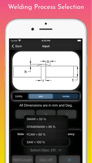 Welding Weight Calculator Screenshots