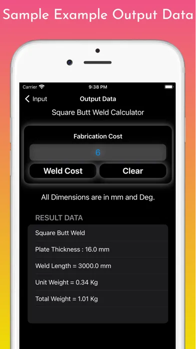 Welding Weight Calculator Screenshots