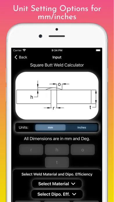 Welding Weight Calculator Screenshots