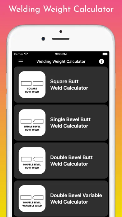 Welding Weight Calculator Screenshots