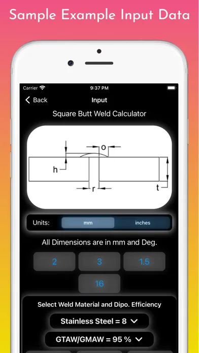 Welding Weight Calculator Screenshots