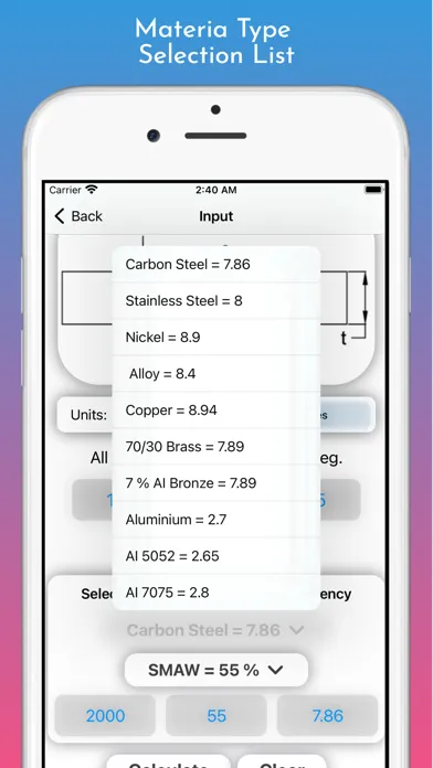 Capturas de pantalla de Welding Weight Calculator Pro