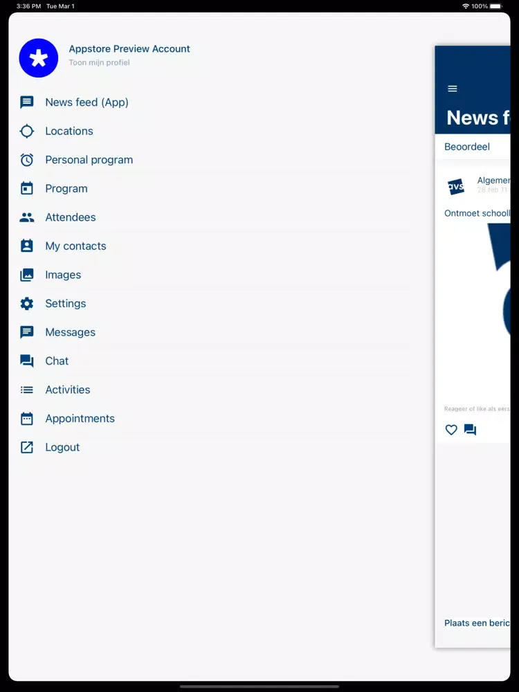 Tangkapan skrin AVS Congres iPad 
