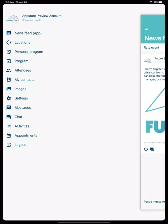 Capturas de tela do Future Summits iPad 