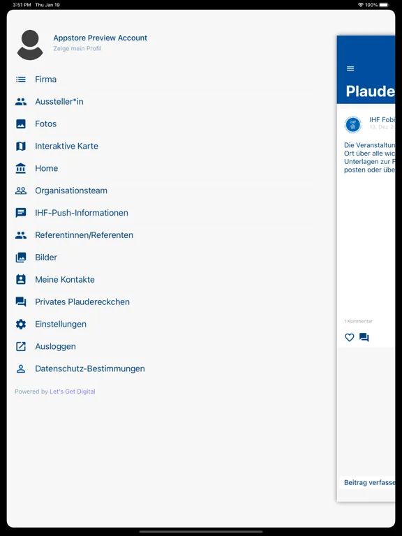 Tangkapan skrin IHF Fortbildungswoche Kanaren iPad 