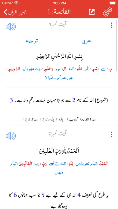 Capturas de tela do Taiseer ul Quran | Tafseer