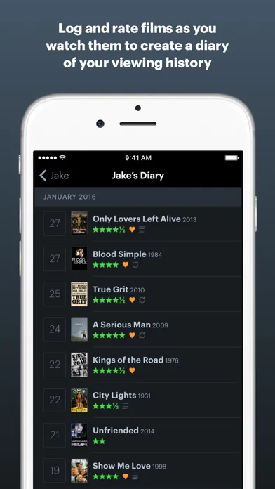 Capturas de tela do Letterboxd