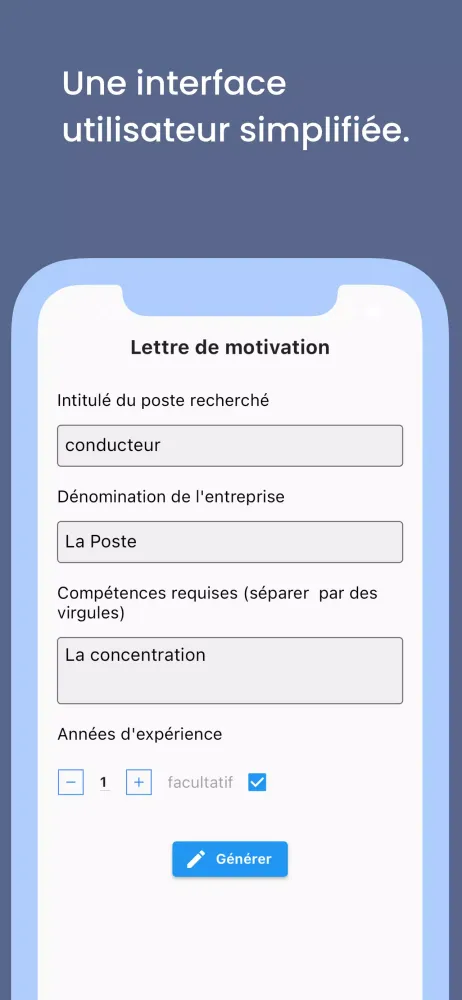 Lettre de motivation IA應用截圖