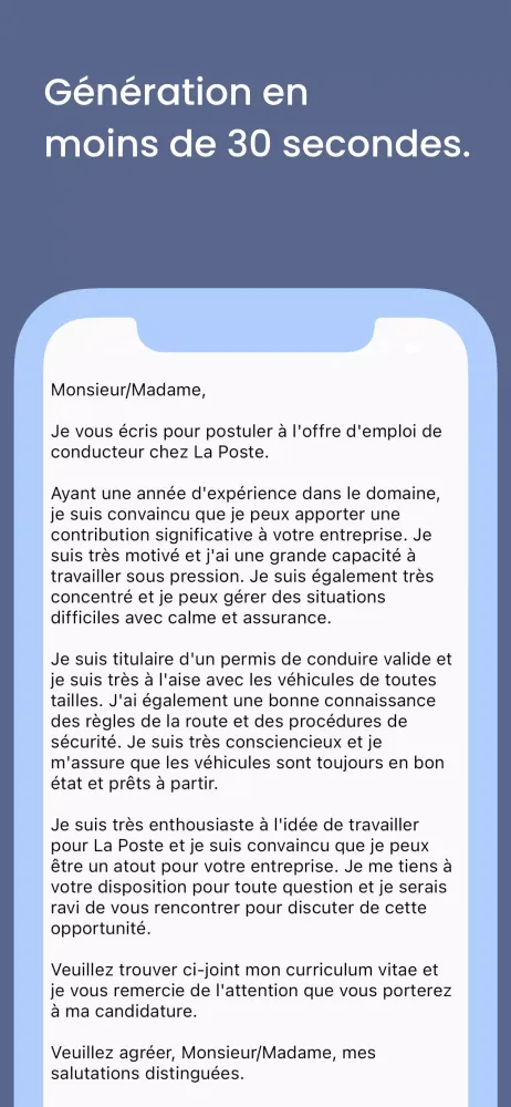Lettre de motivation IA應用截圖