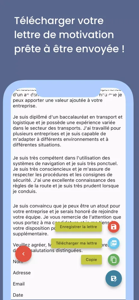 Lettre de motivation IA應用截圖