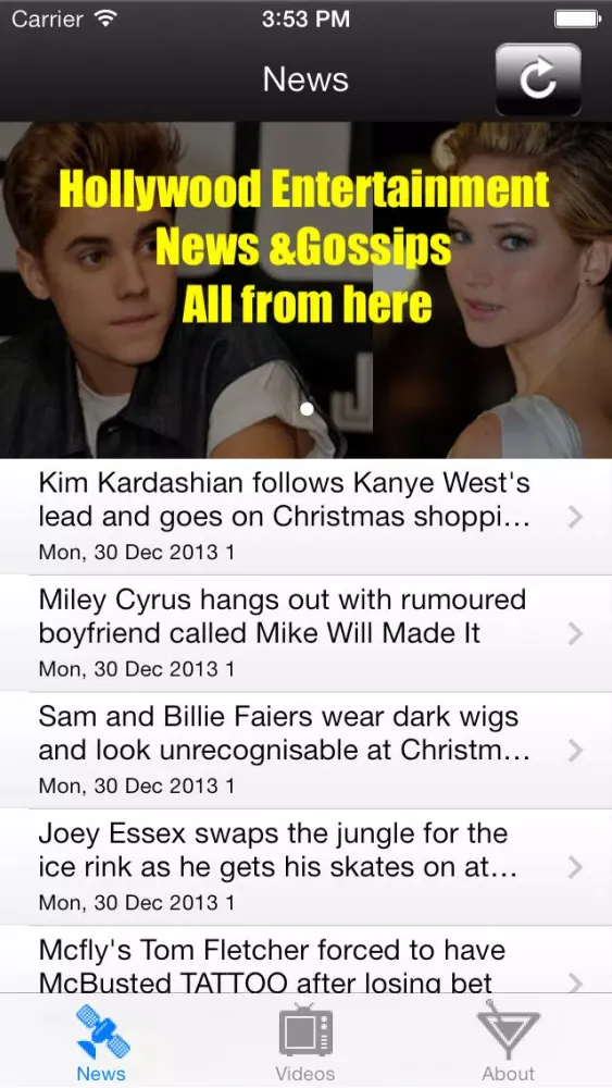 Entertainment celebrities Movie Stars Gossip News and Video سکرین شاٹس