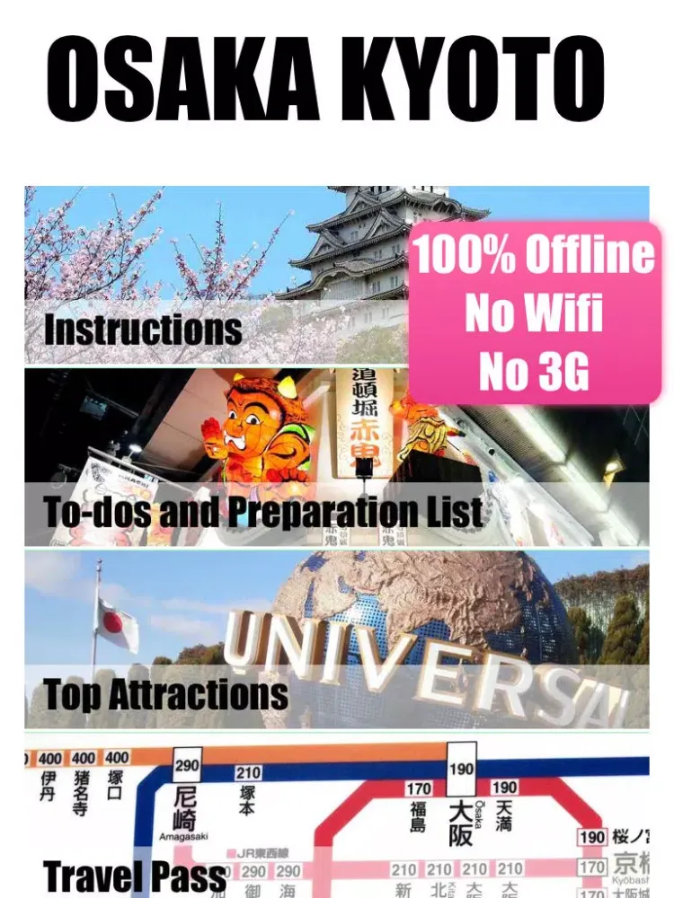 Osaka and Kyoto travel guide and offline map metro subway travel maps sightseeing trip advisor iPad 应用截图
