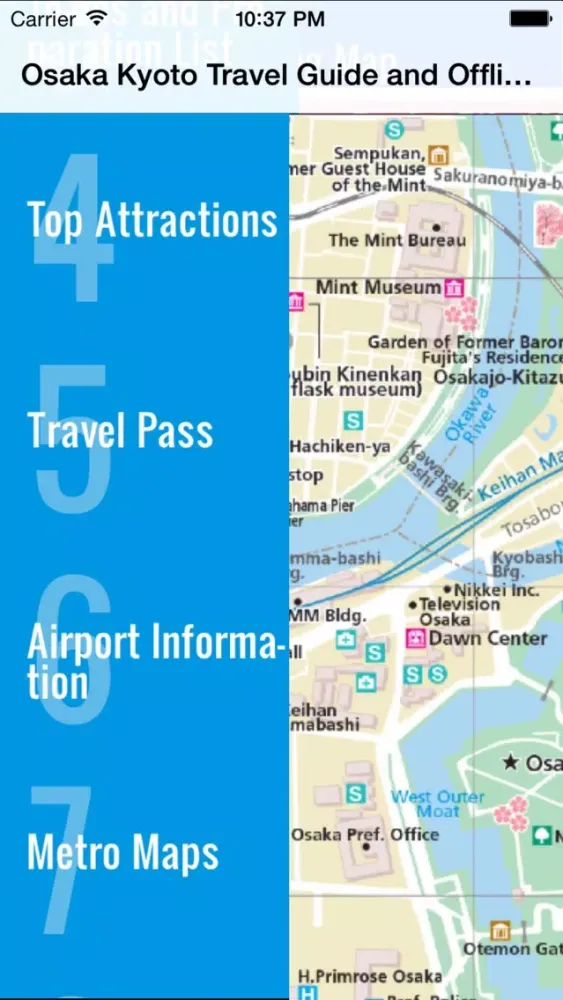 Osaka and Kyoto travel guide and offline map metro subway travel maps sightseeing trip advisor应用截图