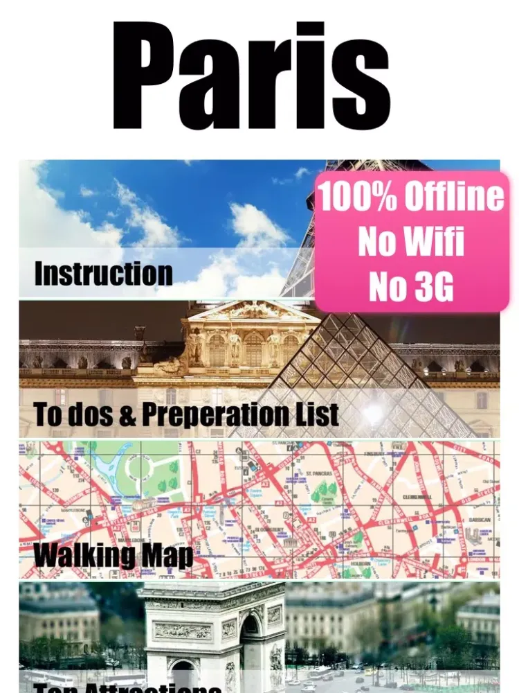 Tangkapan skrin Paris travel guide and offline map - metro paris subway, CDG ORLY roissy paris airport transport, city Paris guide, SNCF TGV traffic maps lonely planet Paris trip advisor iPad 