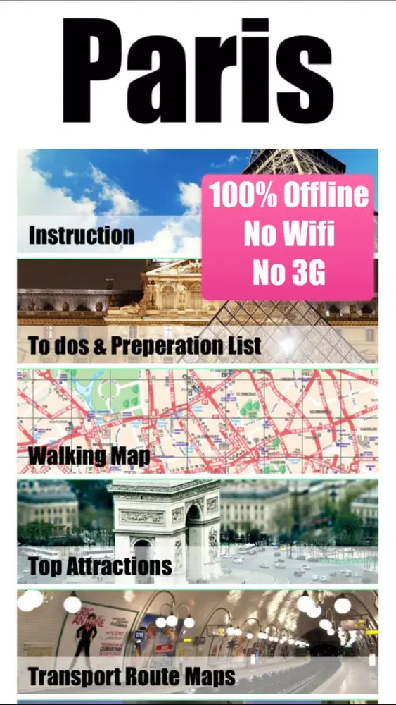 Tangkapan skrin Paris travel guide and offline map - metro paris subway, CDG ORLY roissy paris airport transport, city Paris guide, SNCF TGV traffic maps lonely planet Paris trip advisor