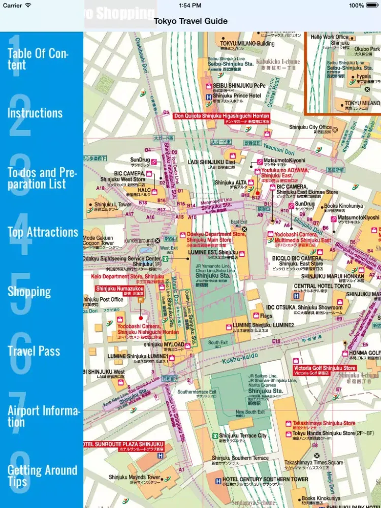 Tangkapan layar Tokyo travel guide and offline map - Tokyo metro Tokyo subway Narita Haneda Tokyo airport transport, Tokyo city guide, JR Japan Railway traffic maps lonely planet sightseeing trip advisor iPad 