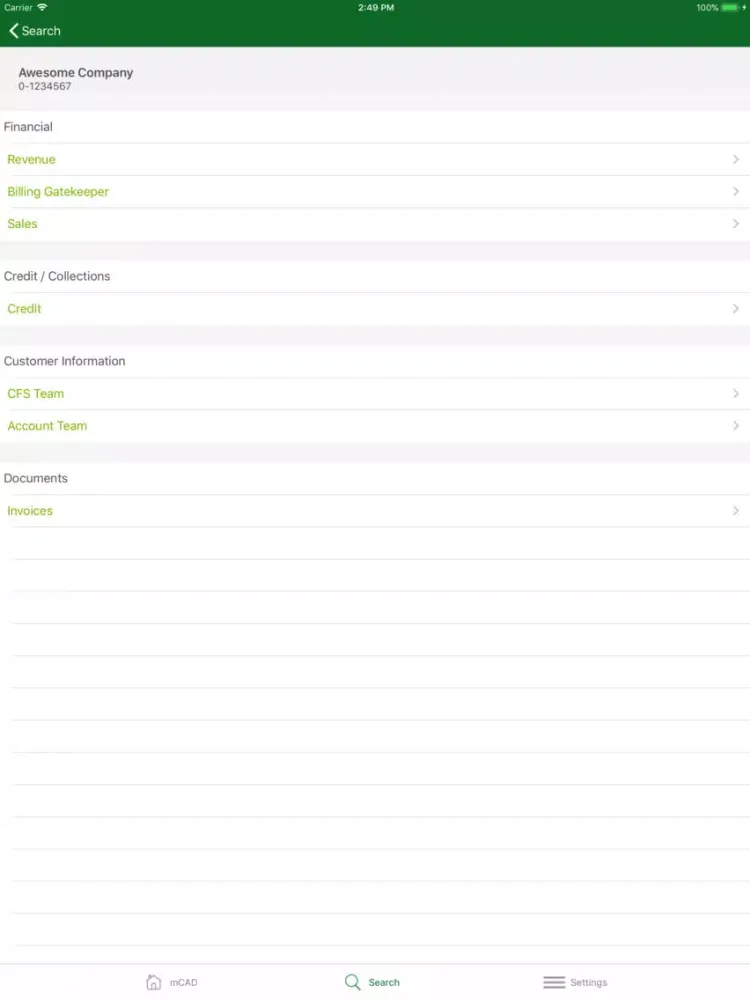 Screenshot di CenturyLink mCAD iPad 