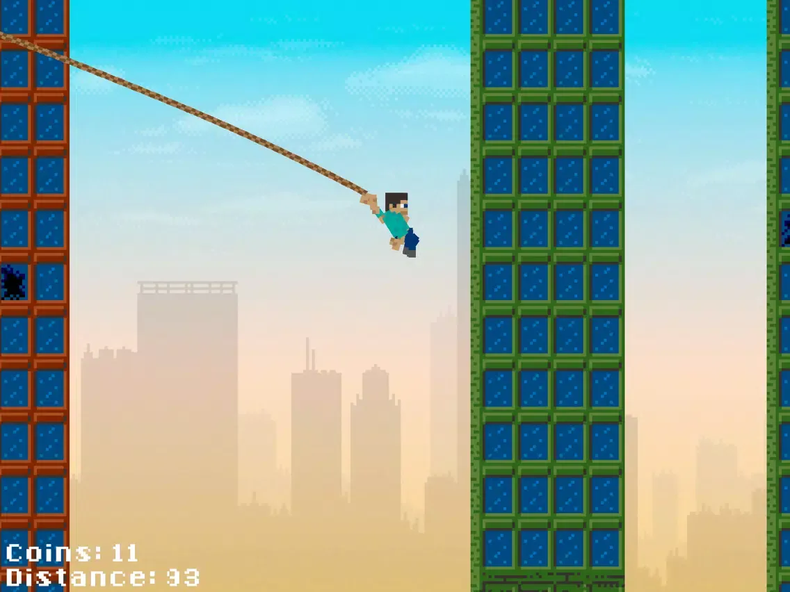 Tangkapan skrin Ace Hero Voxel Flick N Fly - Lucky Block Zipline Swing Edition iPad 