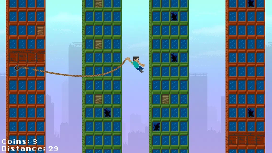 Tangkapan skrin Ace Hero Voxel Flick N Fly - Lucky Block Zipline Swing Edition