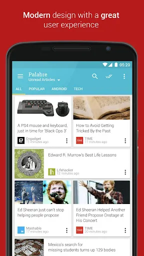Capturas de tela do Palabre Feedly RSS Reader News