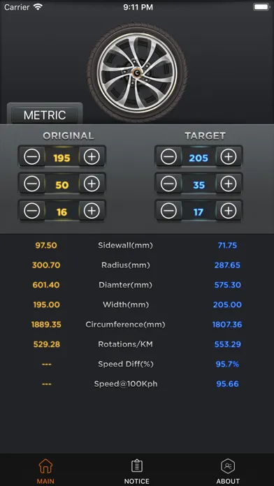 Tire Convert Calc Screenshots