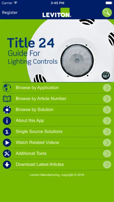 Capturas de tela do Leviton Title 20 & Title 24
