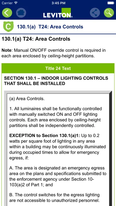 Capturas de tela do Leviton Title 20 & Title 24