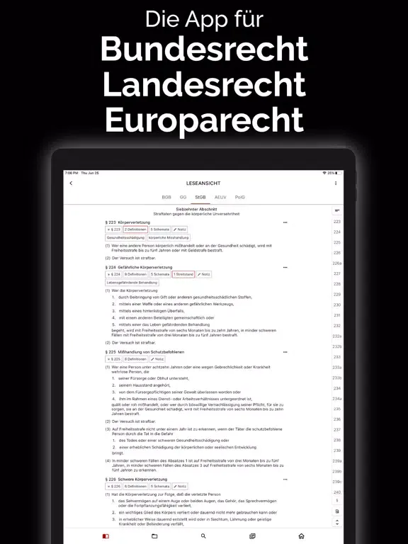Captures d'écran de gesetze.io - Jura digital iPad 