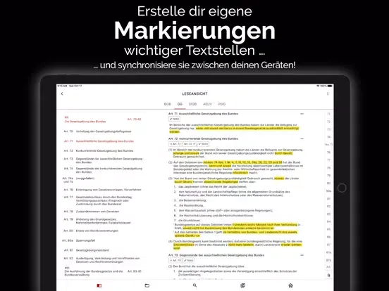 Captures d'écran de gesetze.io - Jura digital iPad 