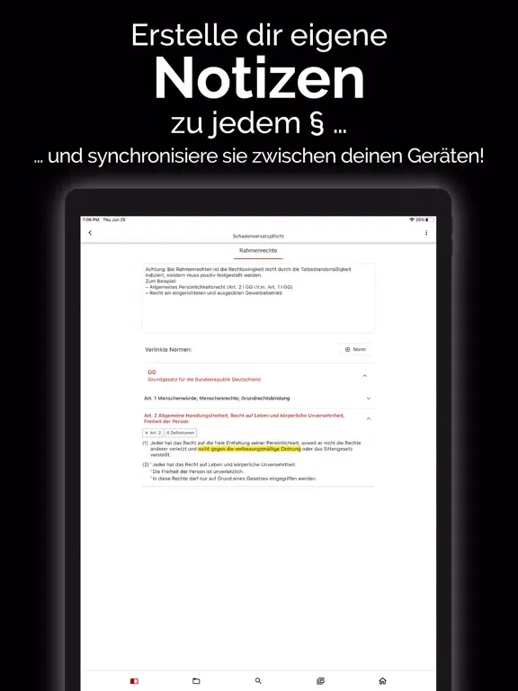 Captures d'écran de gesetze.io - Jura digital iPad 