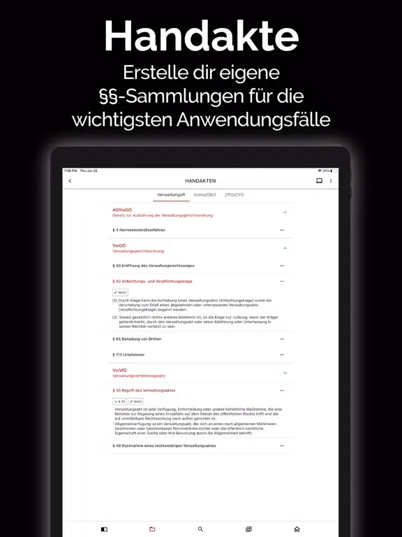 Captures d'écran de gesetze.io - Jura digital iPad 
