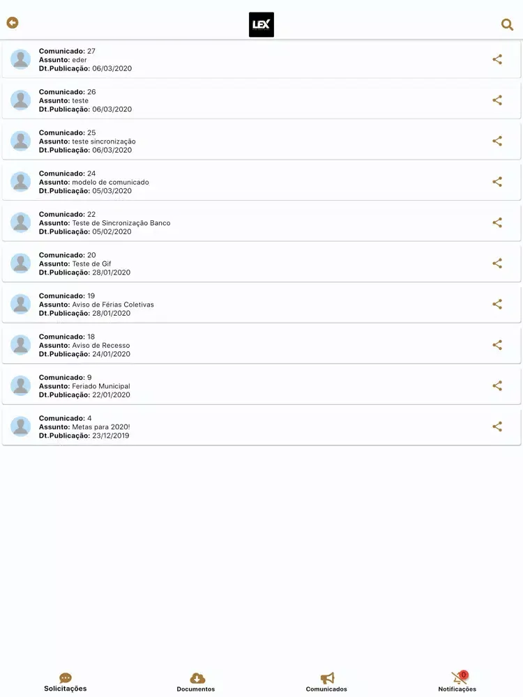Capturas de tela do Lex Contabilidade iPad 