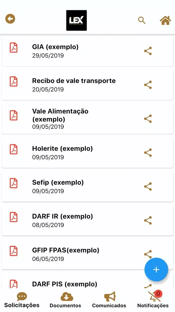 Capturas de tela do Lex Contabilidade