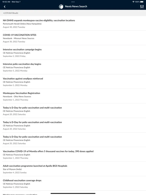 تصاویر Nexis® News Search iPad 