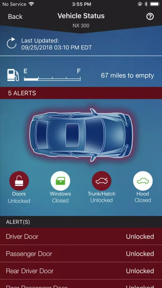 Capturas de pantalla de Lexus Enform Remote