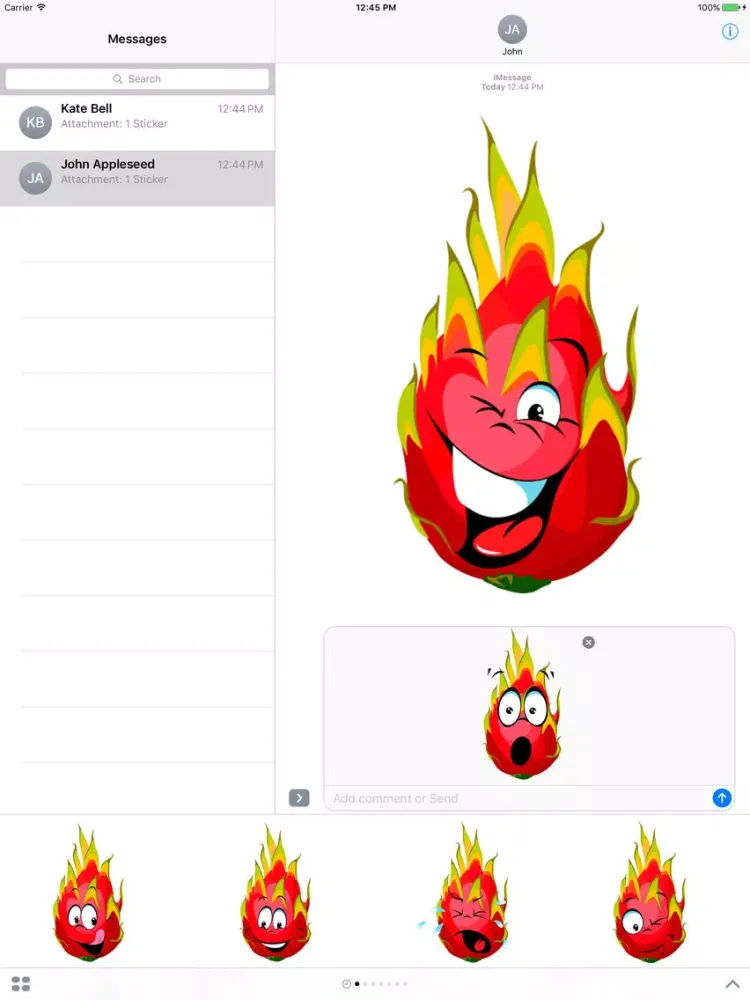 Capturas de tela do Pitaya Dragon Fruit Stickers iPad 