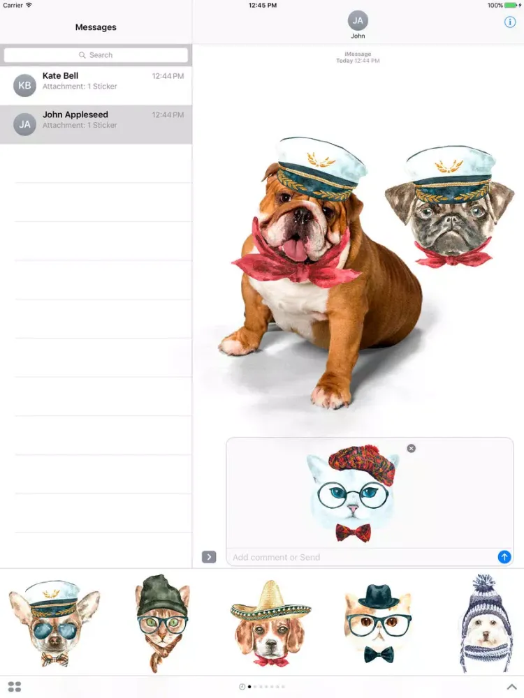 Tangkapan layar Cat & Dog Pals Emoji iPad 