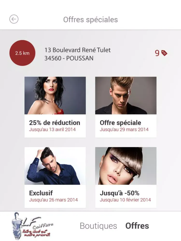 Capturas de tela do LF Coiffure iPad 