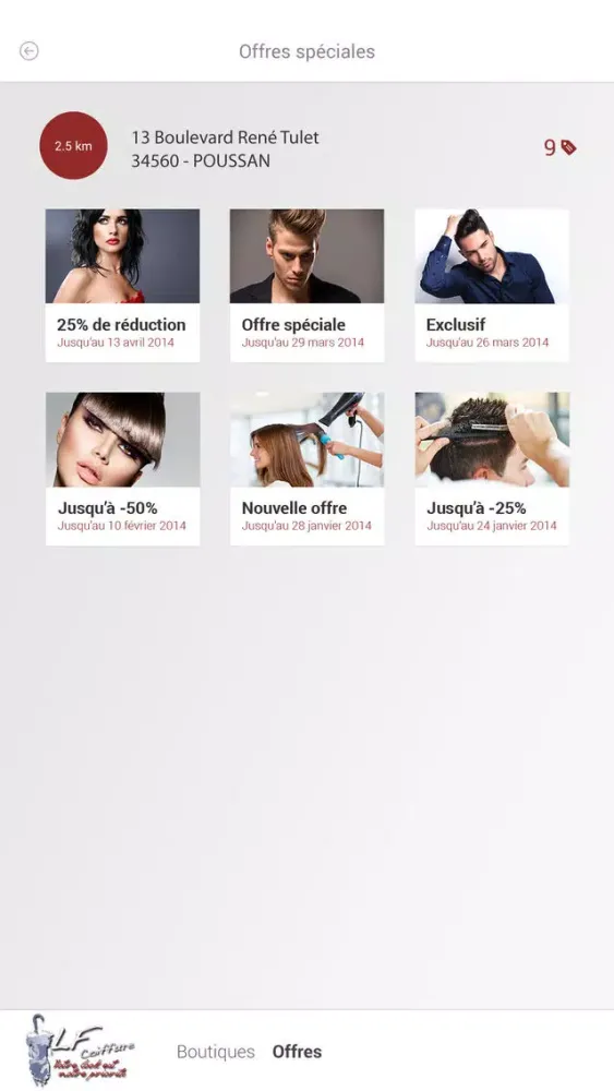 Capturas de tela do LF Coiffure