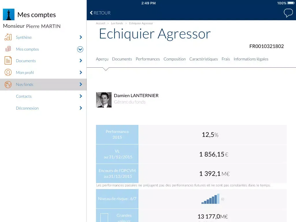 Ma gestion privée - La Financière de l’Echiquier iPad  Screenshots