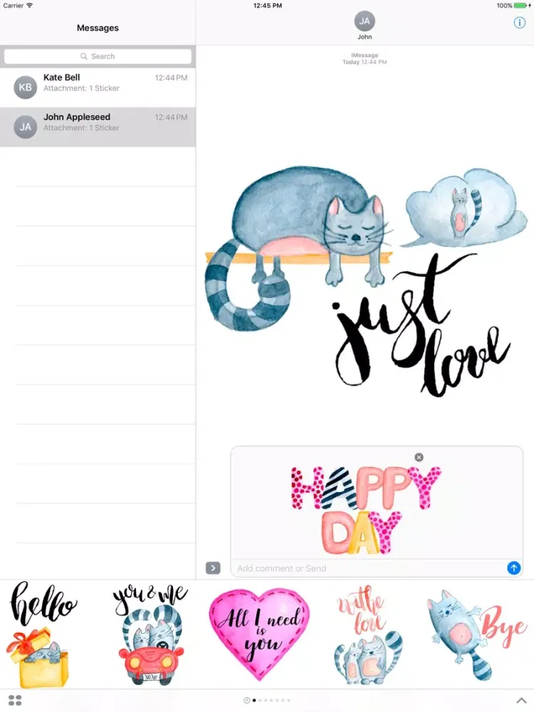 Love Cats Couple Stickers Pack iPad  Screenshots