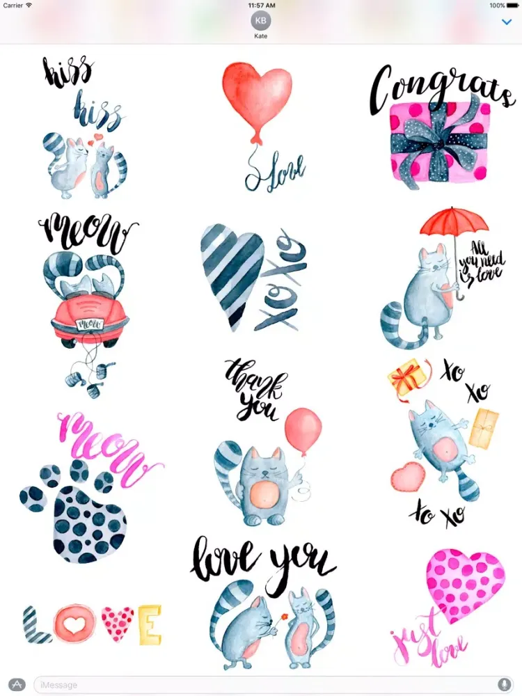 Love Cats Couple Stickers Pack iPad  Screenshots