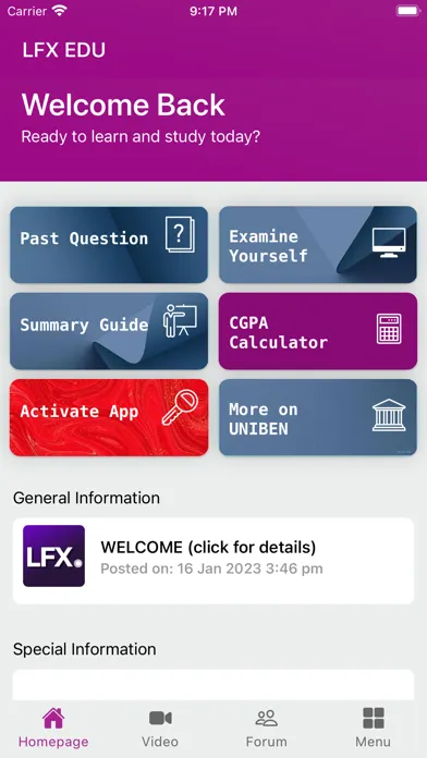 LFX UNIBEN 100L 1st semester Screenshots