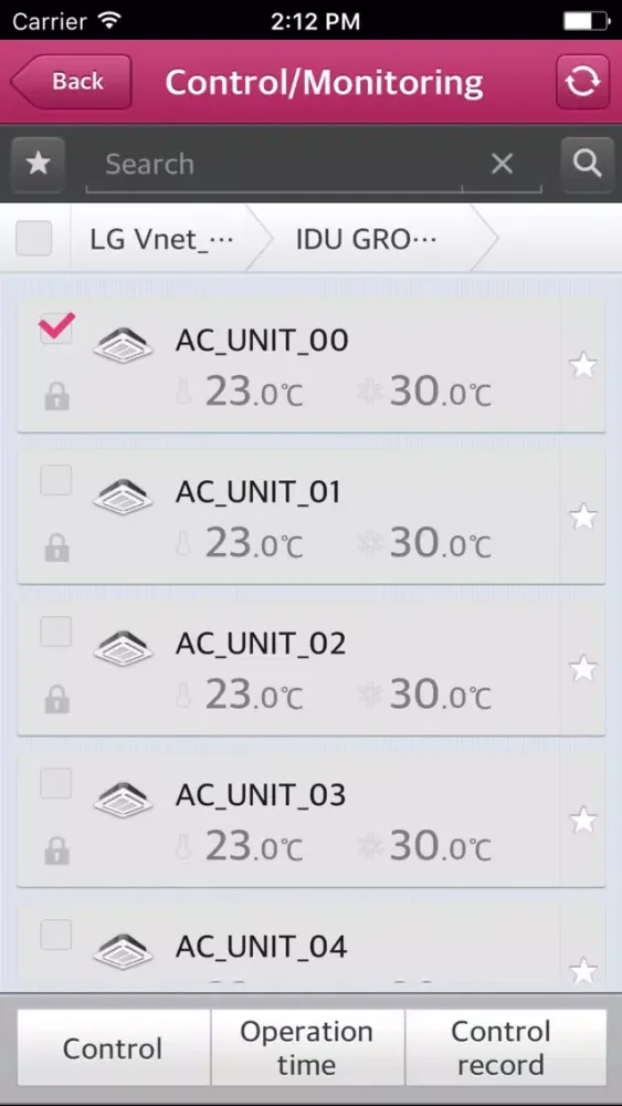 Capturas de tela do LG System Air Conditioner