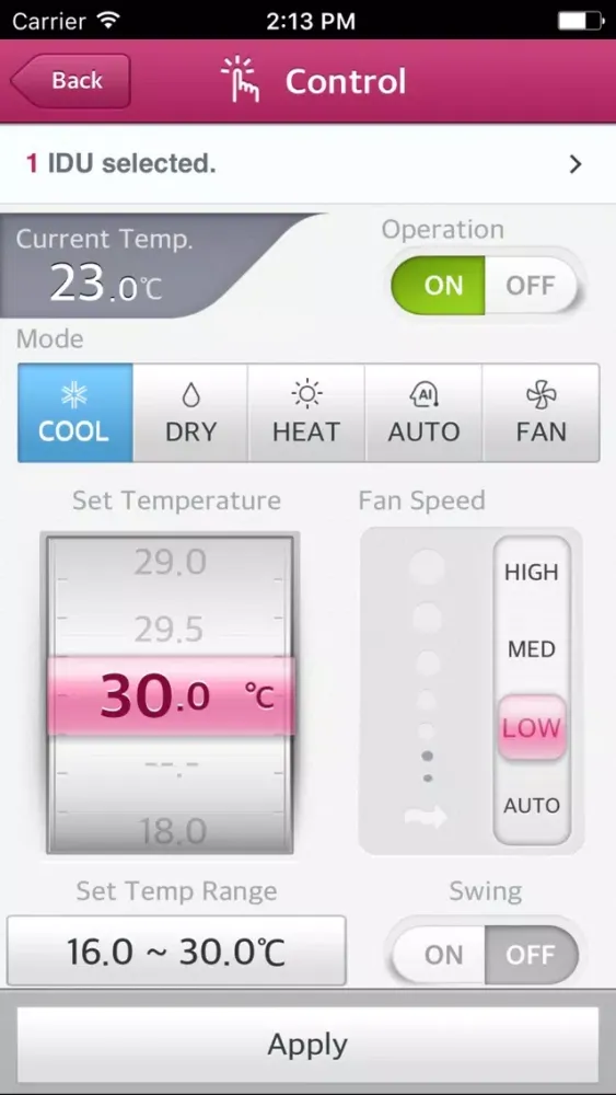 Capturas de tela do LG System Air Conditioner