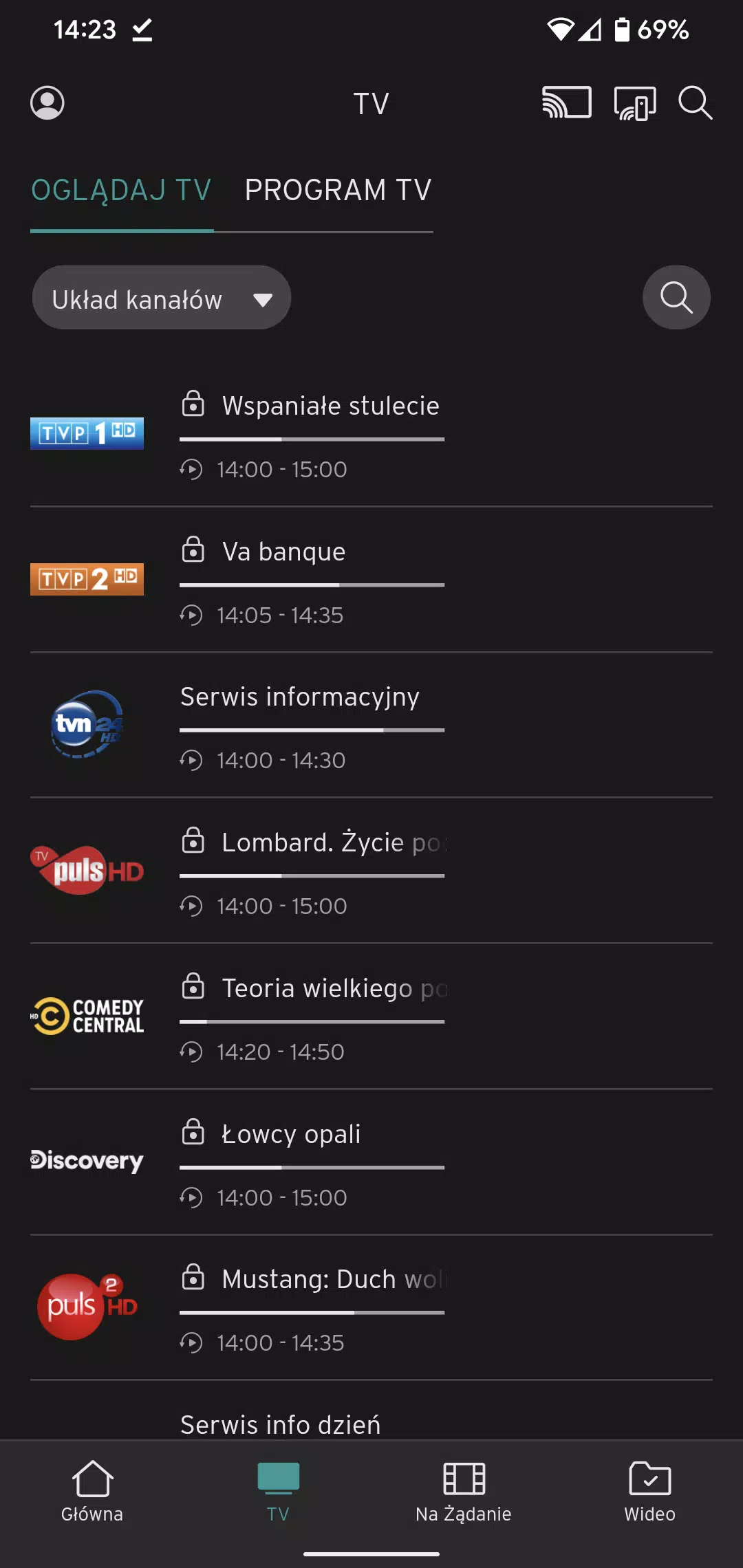UPC TV GOzrzuty ekranu aplikacji2