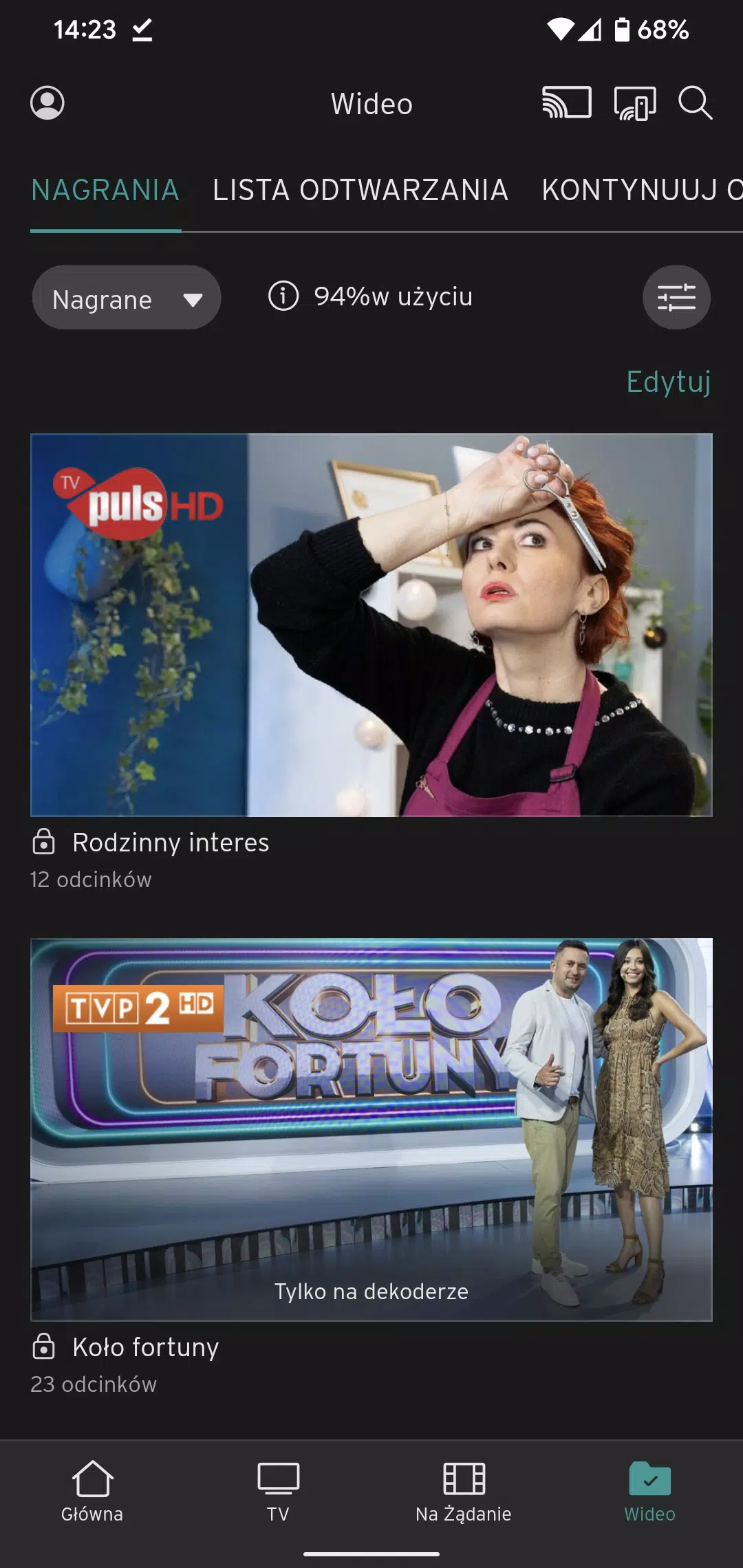 UPC TV GOzrzuty ekranu aplikacji5