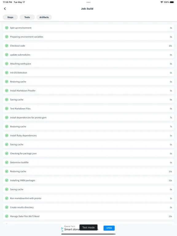Capturas de pantalla de CircleCI Remote iPad 