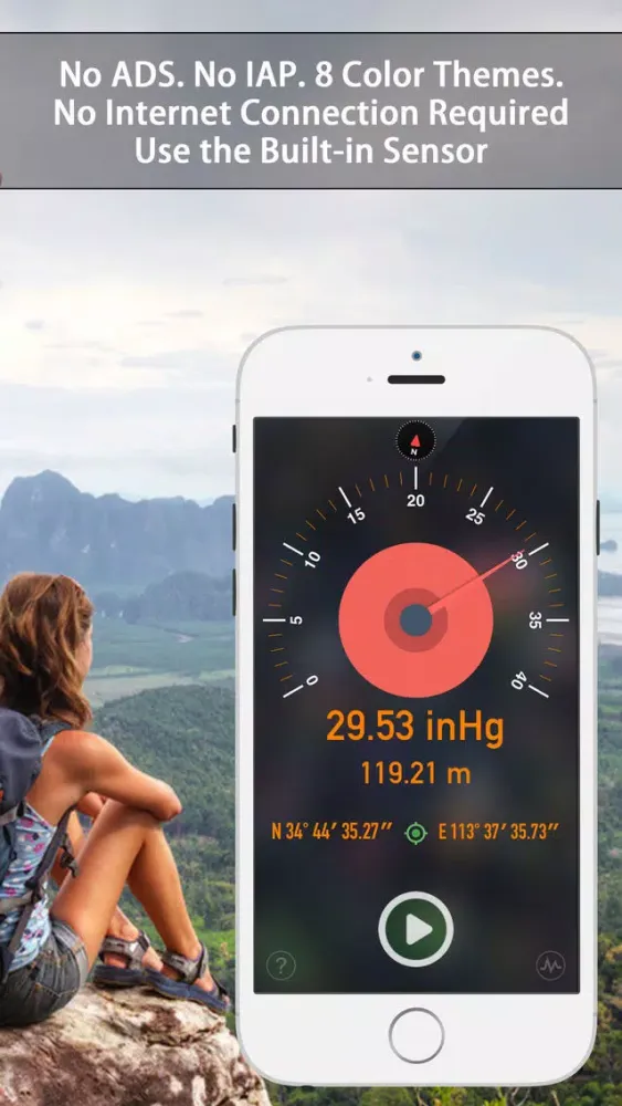 Capturas de tela do Barometer & Altimeter - for outdoor sports,fishing