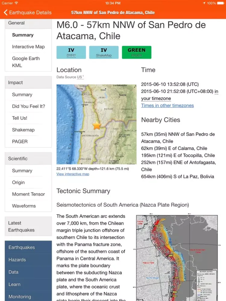 Capturas de pantalla de EarthQuakes - from USGS iPad 